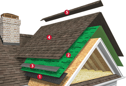 Sections of a home's roof system