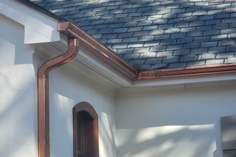 copper gutters installed by No Limit Roofing