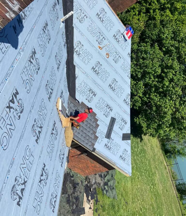 roof underlayment installed and ice and water shield in valley